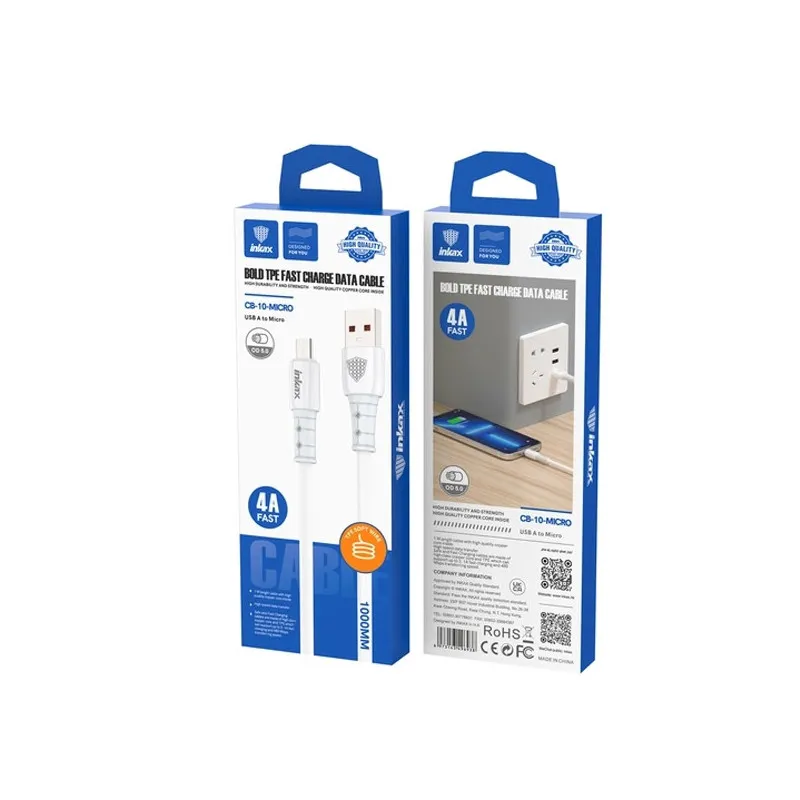 Cable Micro USB 1m 4A INKAX CB-10 - Blanc